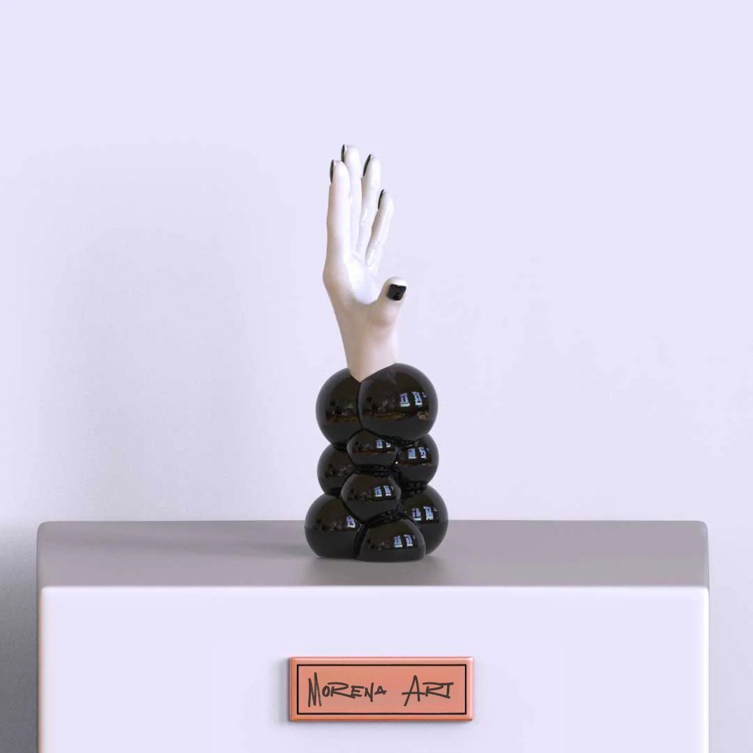 Scultura Mano dei Pensieri – Bianco e Nero | Arte Contemporanea - immagine 3