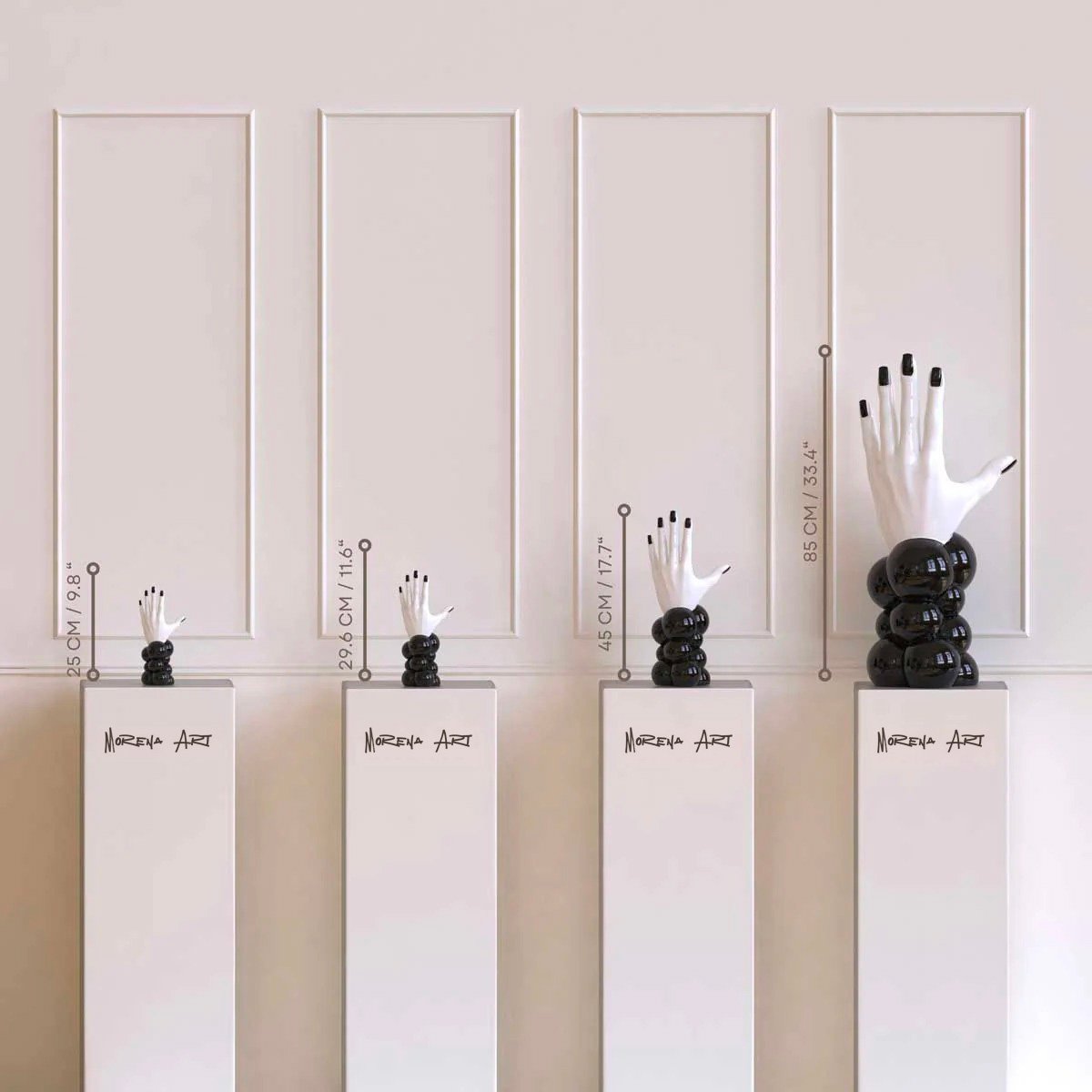 Scultura Mano dei Pensieri – Bianco e Nero | Arte Contemporanea - immagine 5